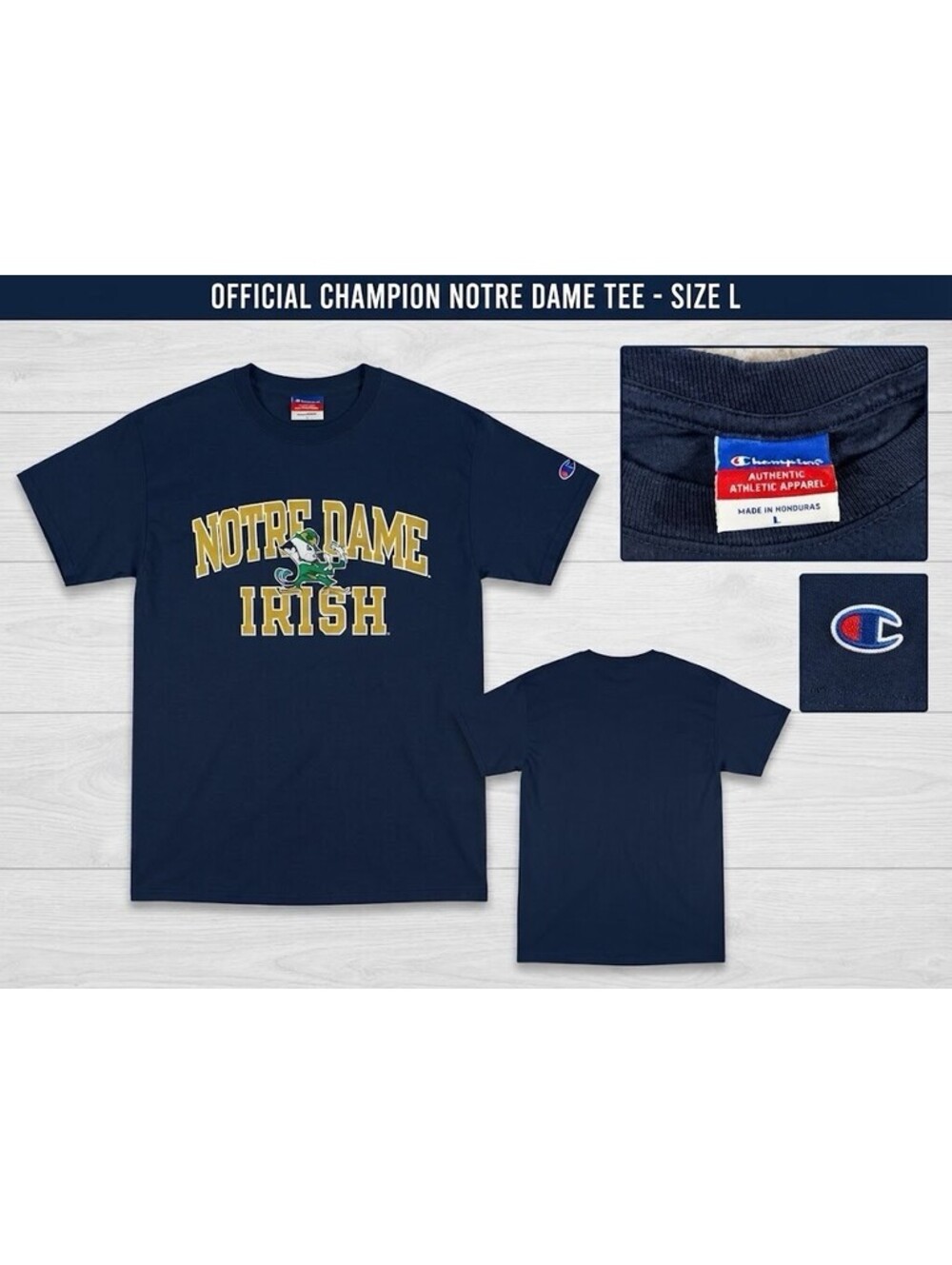 90'S - 00’s Champion Notre Dame University Fighting Irish Vintage T-Shirt A2 37